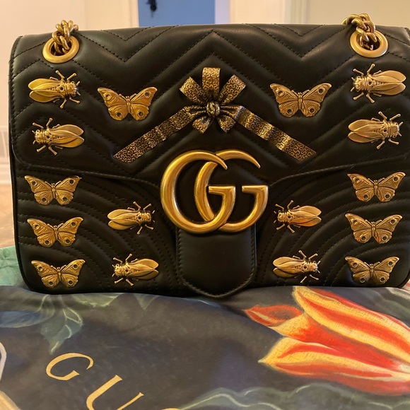 GG Messenger Marmont Animal Studs Medium Black - Picture 11 of 11